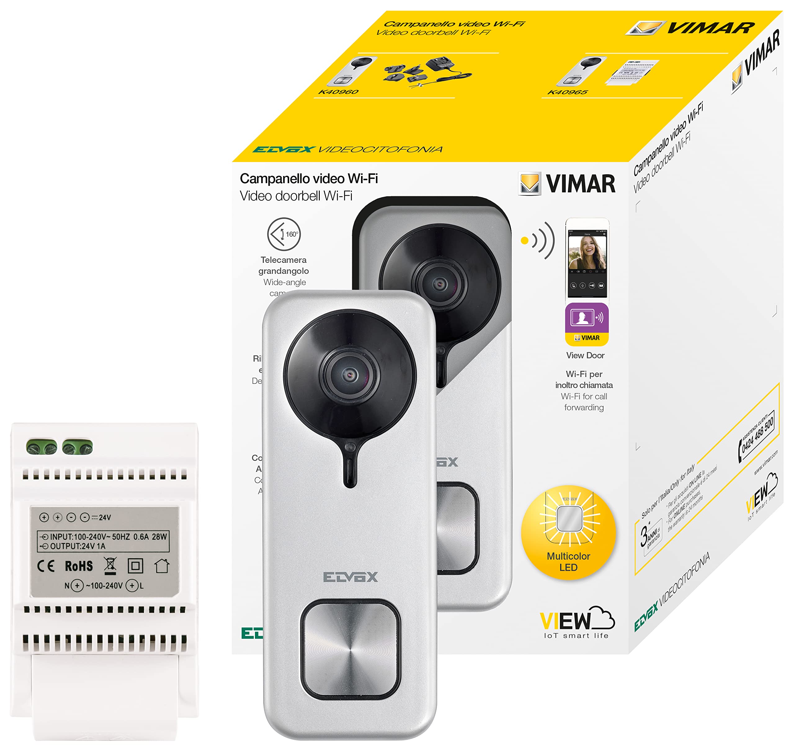 Vimar K40965 Kit Sonnette Vidéo WiFi Vision Nocturne