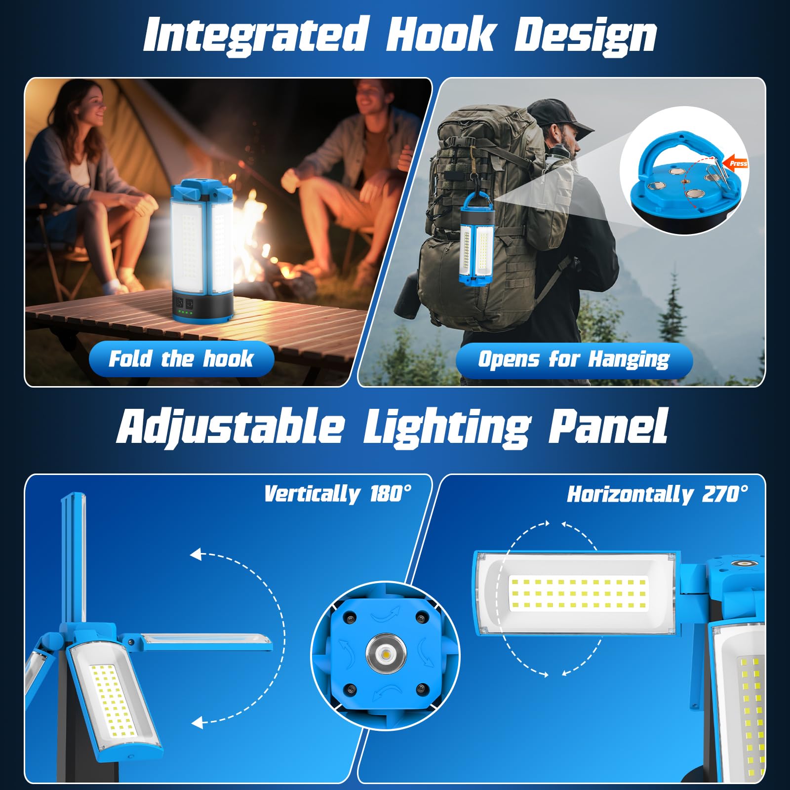T-Sun Work Lights Lampe Chantier LED Trépied Bleu 6000K
