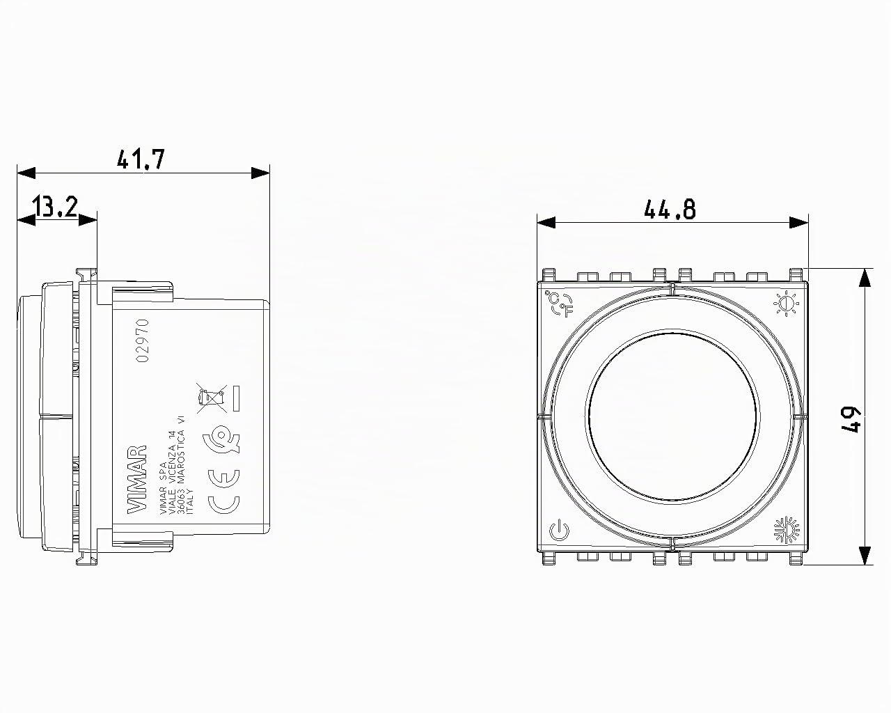 Vimar Composants de base thermostat roulette 02970 2 modules