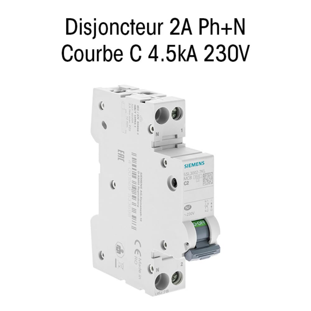 Siemens Sentron disjoncteur Ph+N 2A courbe C 4,5kA