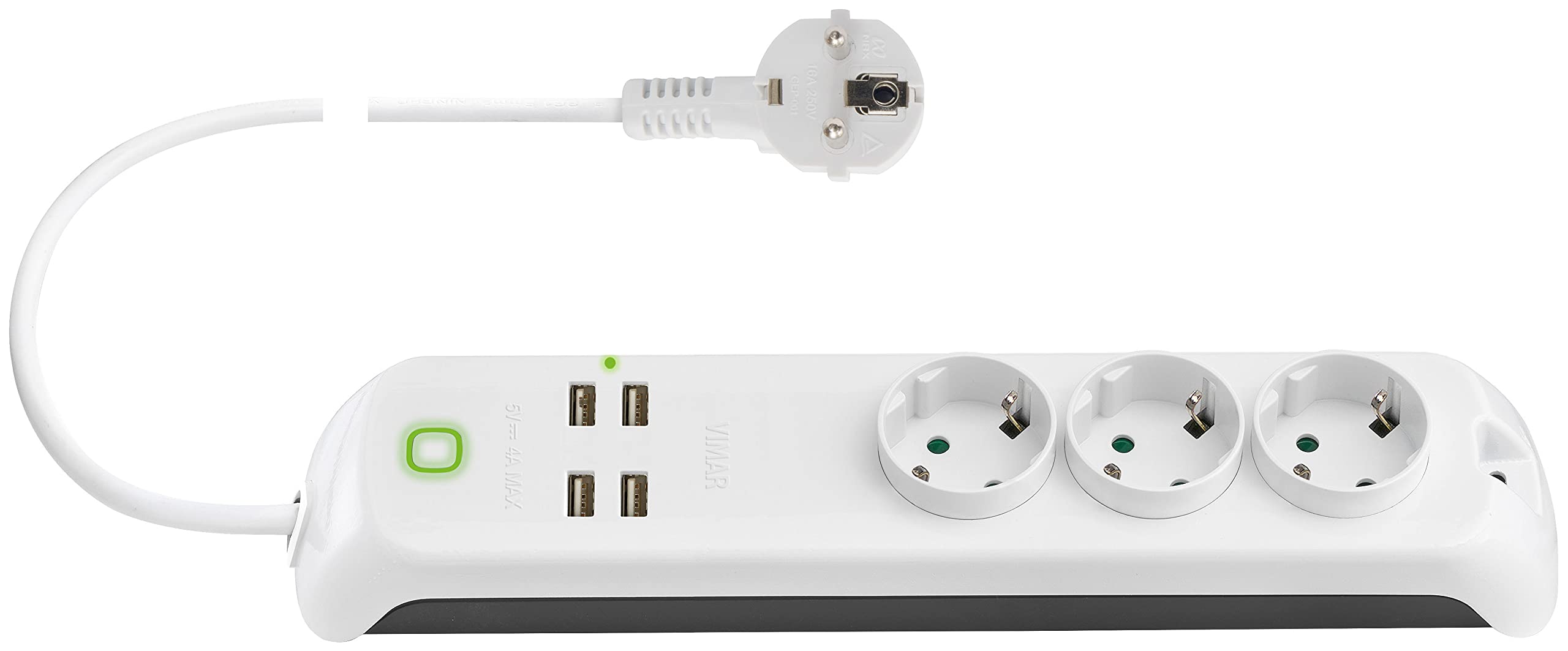 Vimar 00447.CK.B multiprise connectée blanc 3 prises + 4 USB
