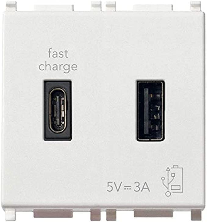 Vimar Plana 14295.AC Prise USB A+C 2 Modules Blanc