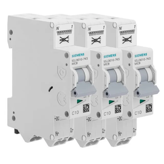 Siemens Sentron lot 3 disjoncteurs 10A courbe C Ph+N