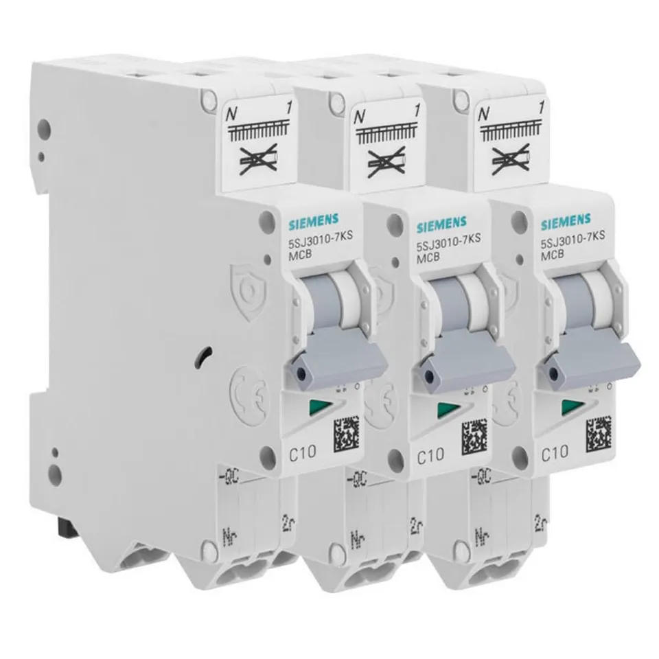 Siemens Sentron lot 3 disjoncteurs 10A courbe C Ph+N