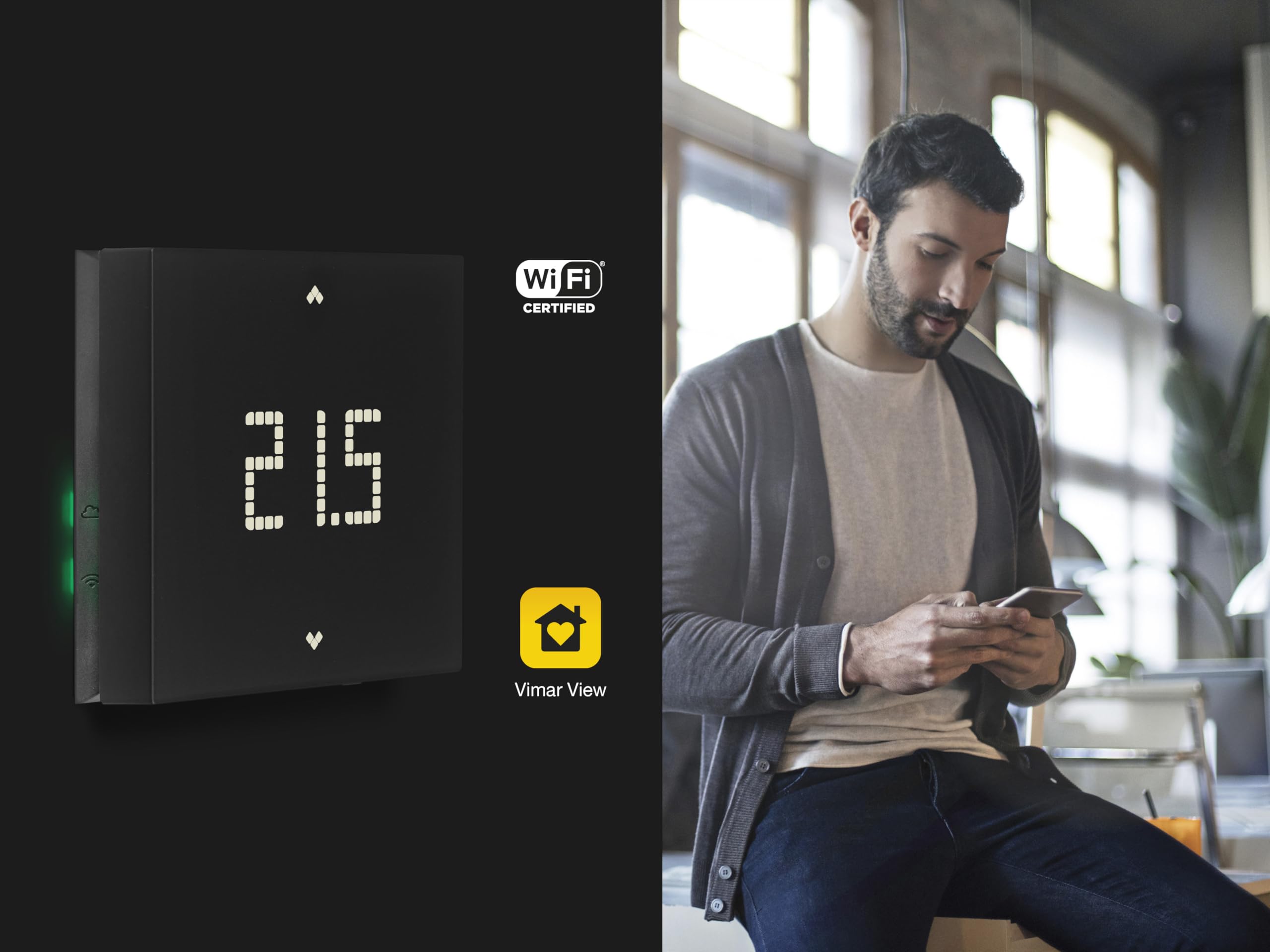 Vimar 02912.G thermostat WiFi noir mural chauffage