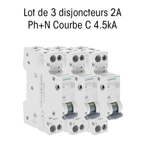 Siemens Sentron lot 3 disjoncteurs 2A phase+neutre courbe C