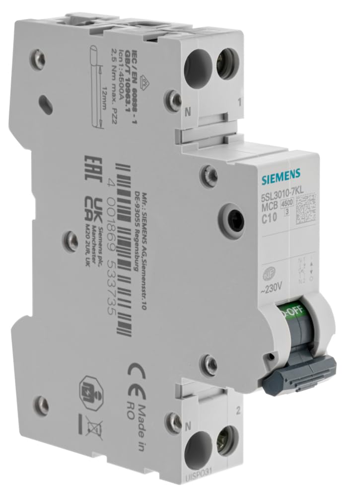 Siemens Sentron disjoncteur 10A Ph+N courbe C 4,5 kA 230V