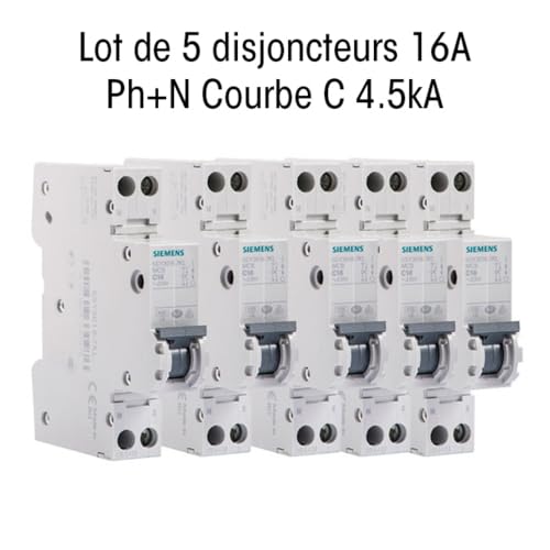 Siemens SENTRON Disjoncteur 16A Phase+Neutre Lot 5 Courbe C