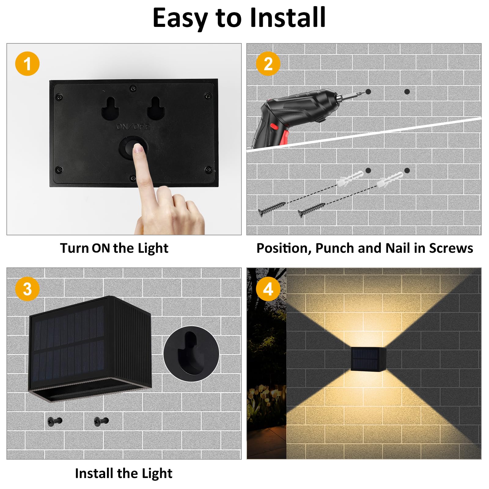T-Sun Wall Lights applique solaire 3000K lot 2 IP65