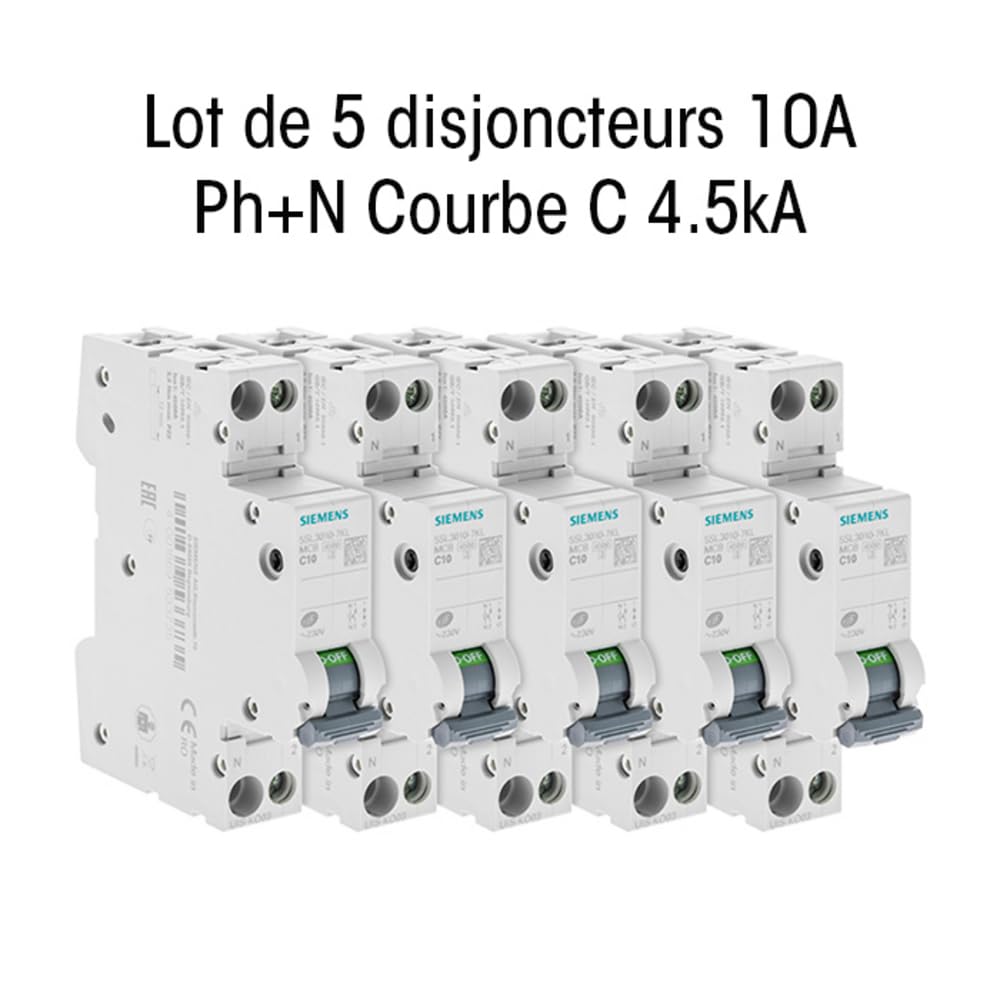 Siemens Sentron Lot 5 Disjoncteurs Phase Neutre 10 A Courbe C