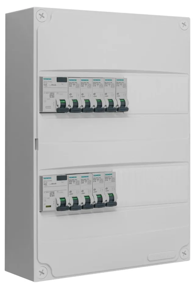 Siemens tableau électrique 2 rangées pré-équipé 40A+63A 9 disjoncteurs