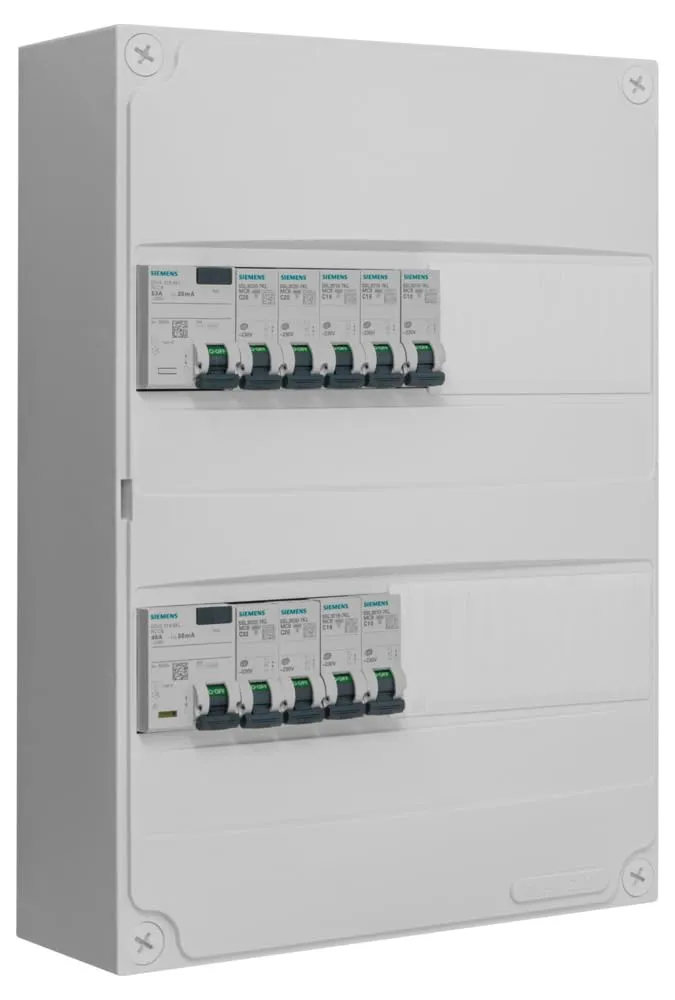 Siemens tableau électrique 2 rangées pré-équipé 40A+63A 9 disjoncteurs