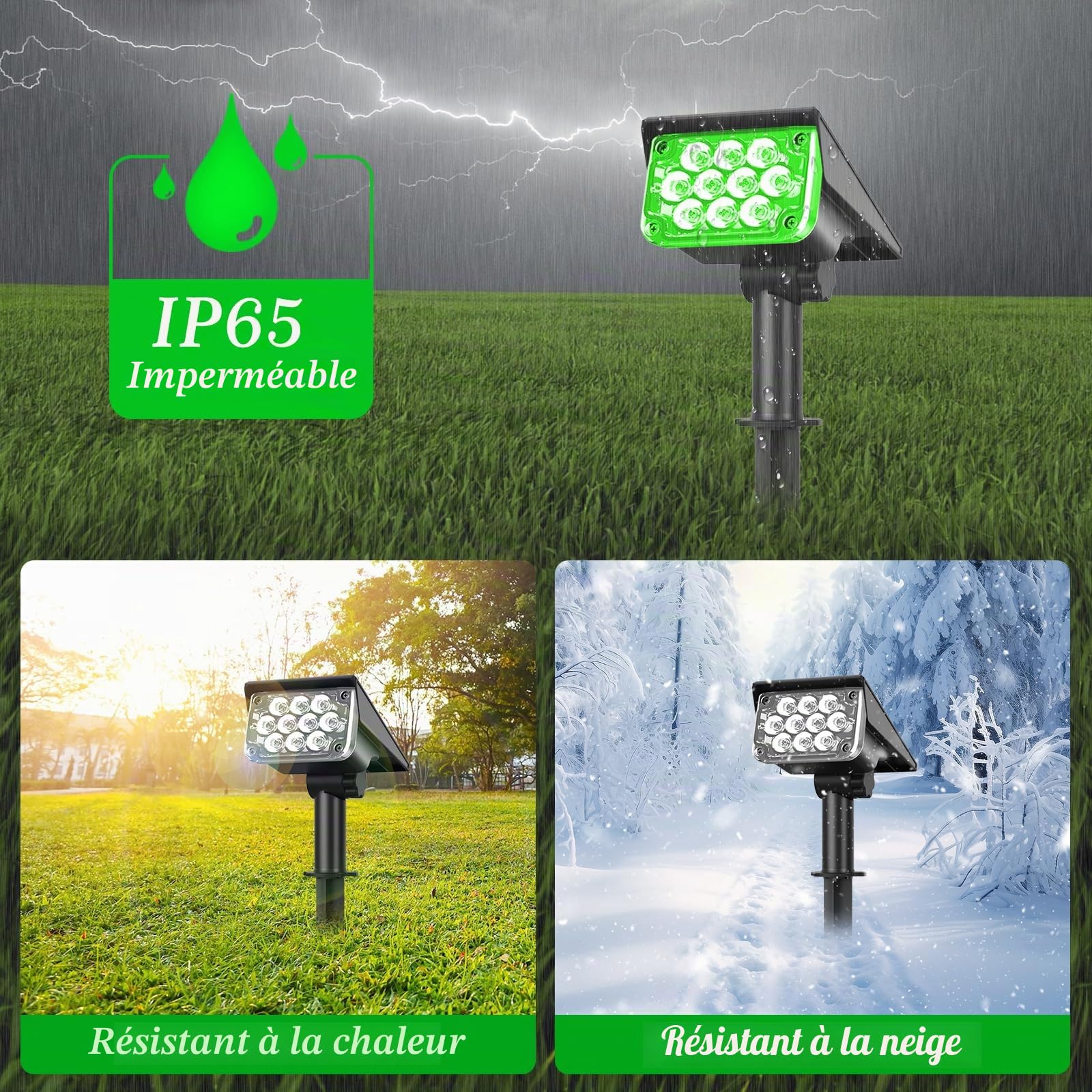 T-Sun Spot Lights 4 spots solaires verts IP65 lot 4