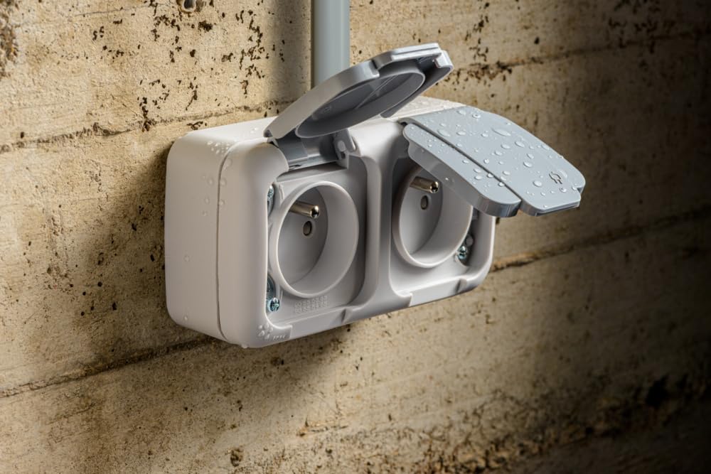Siemens étanche double prise 2P+T IP54 grise saillie