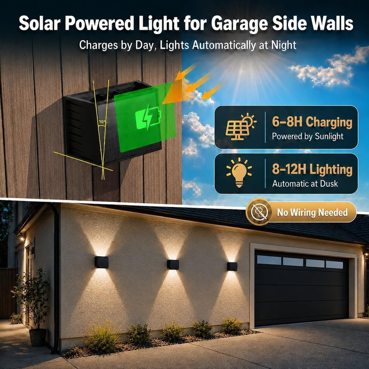 T-Sun Wall Lights Applique Solaire Lot 4 IP65 3000K