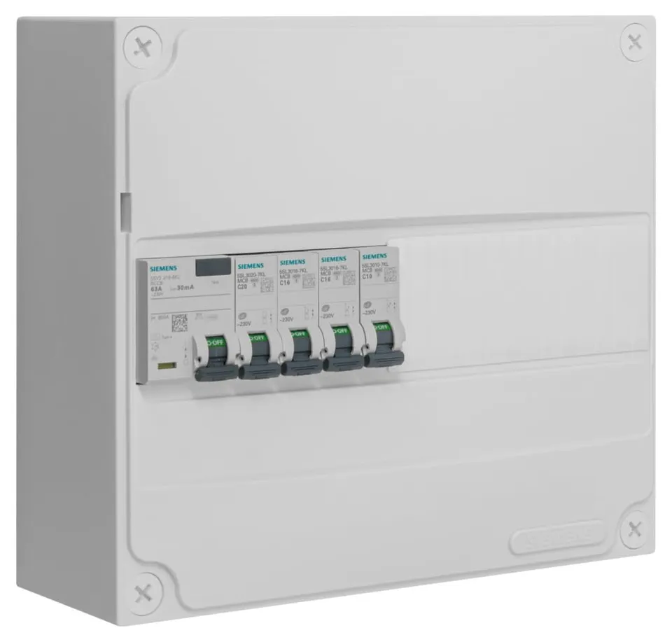 Siemens tableau électrique 1 rangée pré-équipé 63A type A 4 disjoncteurs