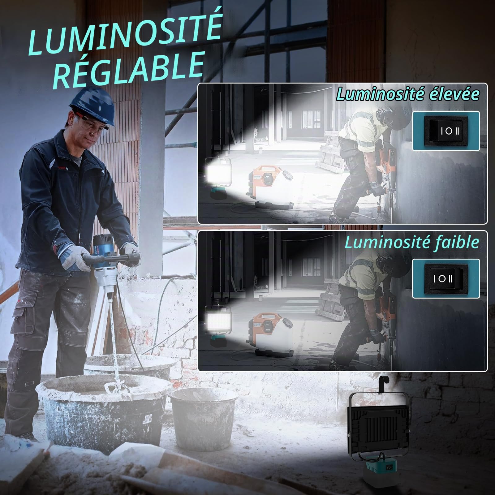T-Sun Work Lights projecteur LED 100W Makita 18V
