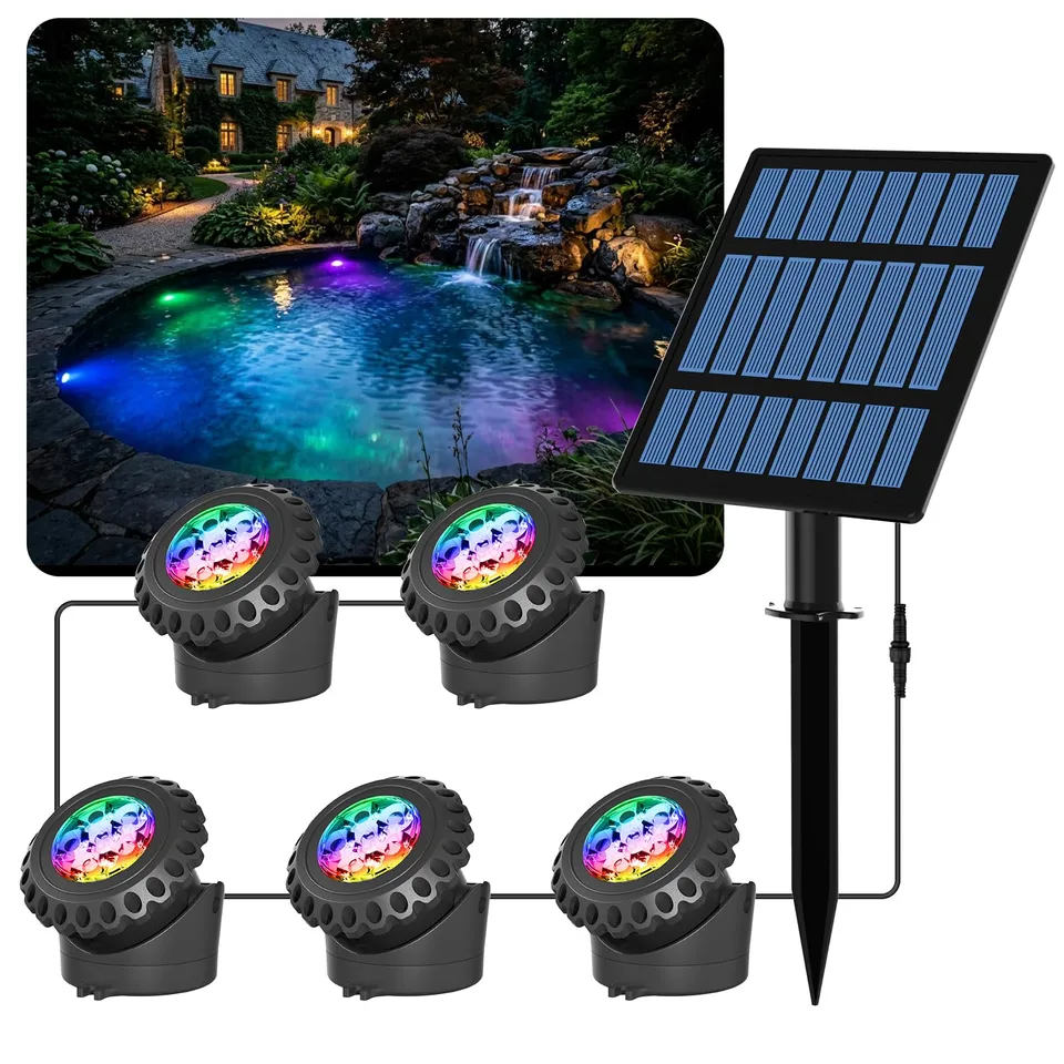 T-Sun Pond Lights spot solaire bassin submersible RGB 5 en 1 x3