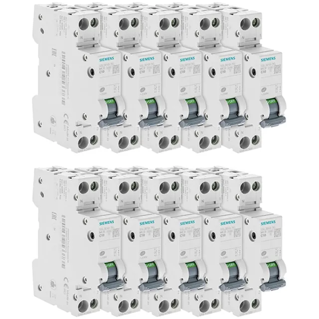 Siemens SENTRON disjoncteur 10A phase neutre lot 10 courbe C