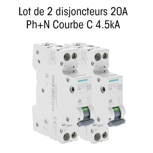 Siemens SENTRON Lot 2 Disjoncteurs 20A Phase+Neutre courbe C
