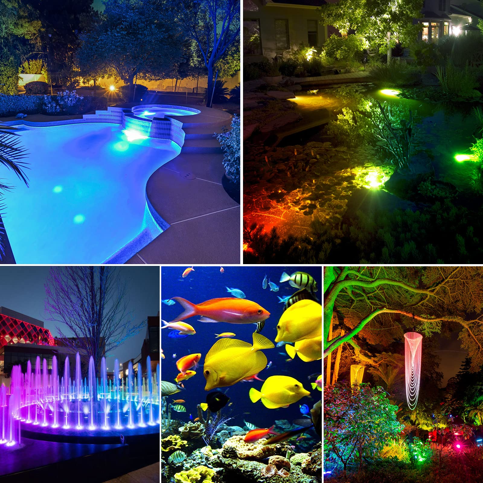 T-Sun Pond Lights spot solaire bassin submersible RGB 5 en 1 x3