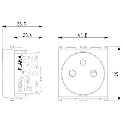 Vimar Plana 14212 prise française 2P+T 16A blanc