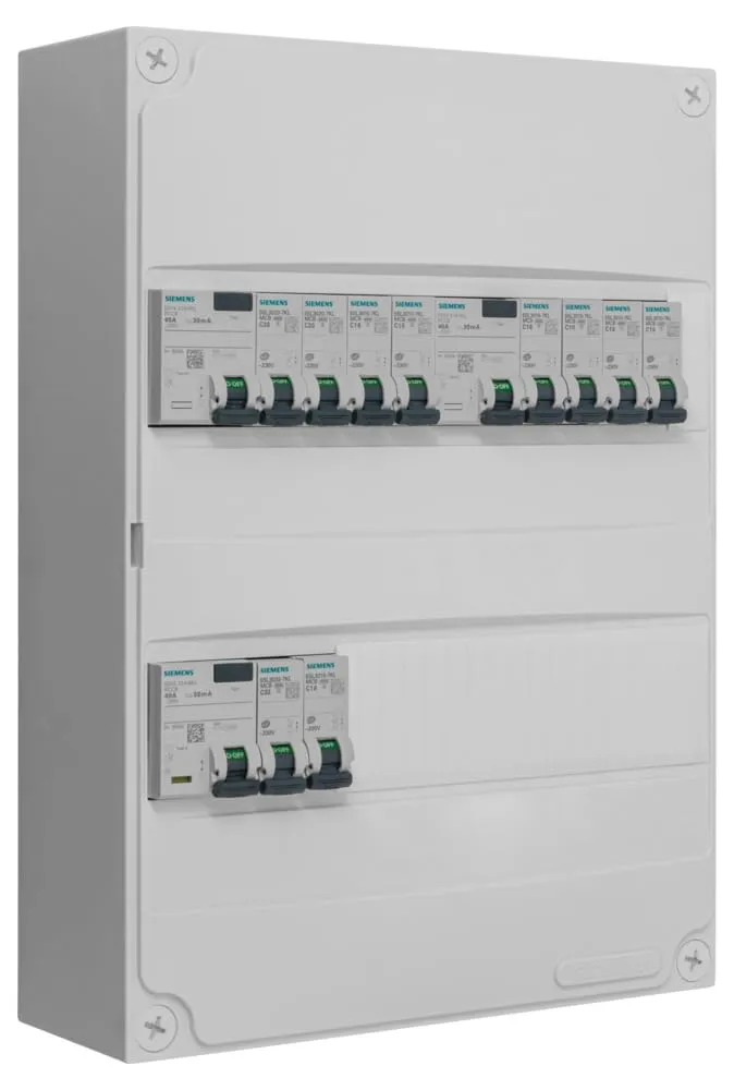 Siemens Tableau 2 rangées pré-équipé 3ID 10 disjoncteurs